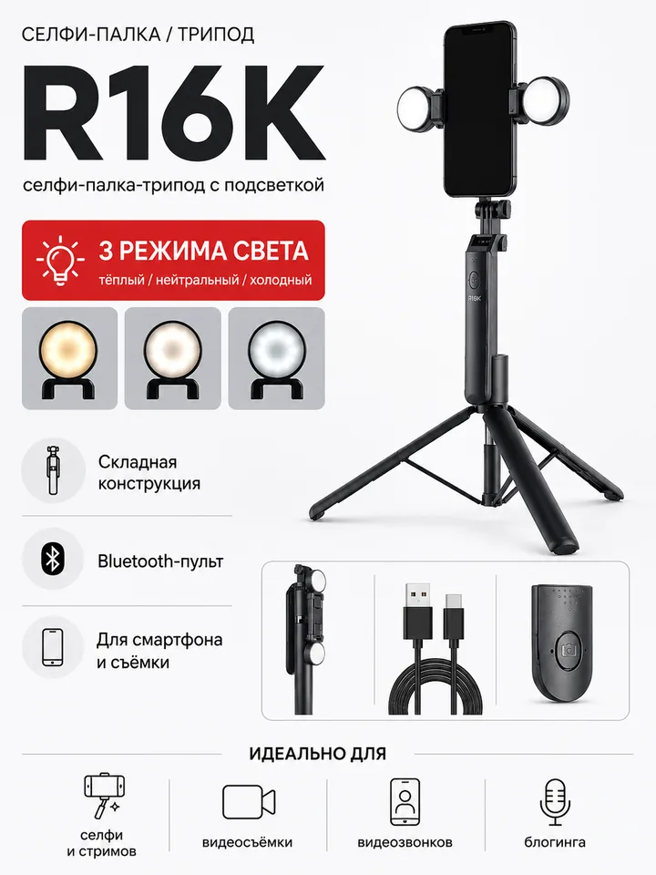 Монопод-трипод ISA R16K 170 см, чёрный