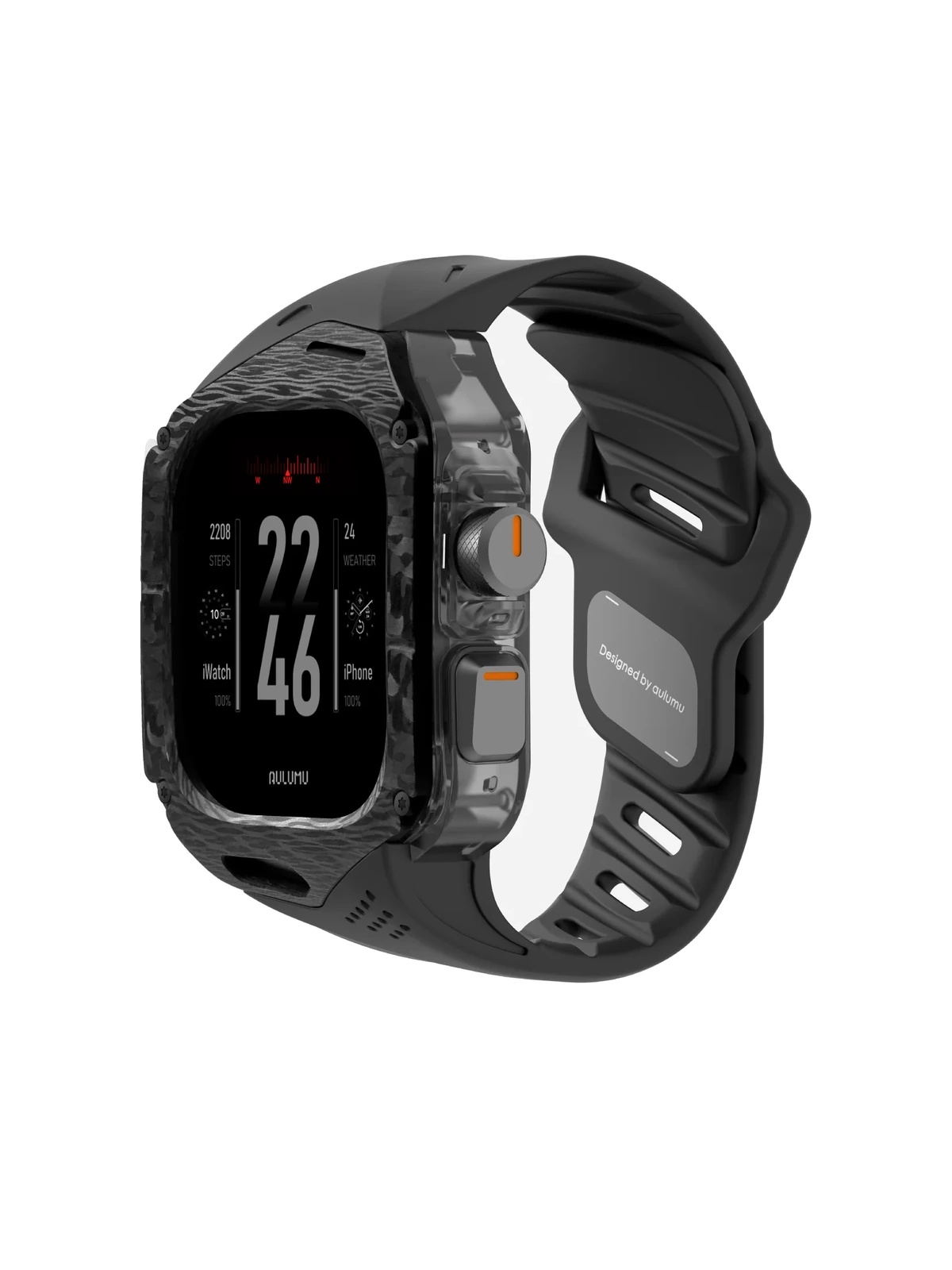 Чехол с ремешком AULUMU A01 Carbon для Apple Watch Ultra 49 мм — чёрный — главное изображение
