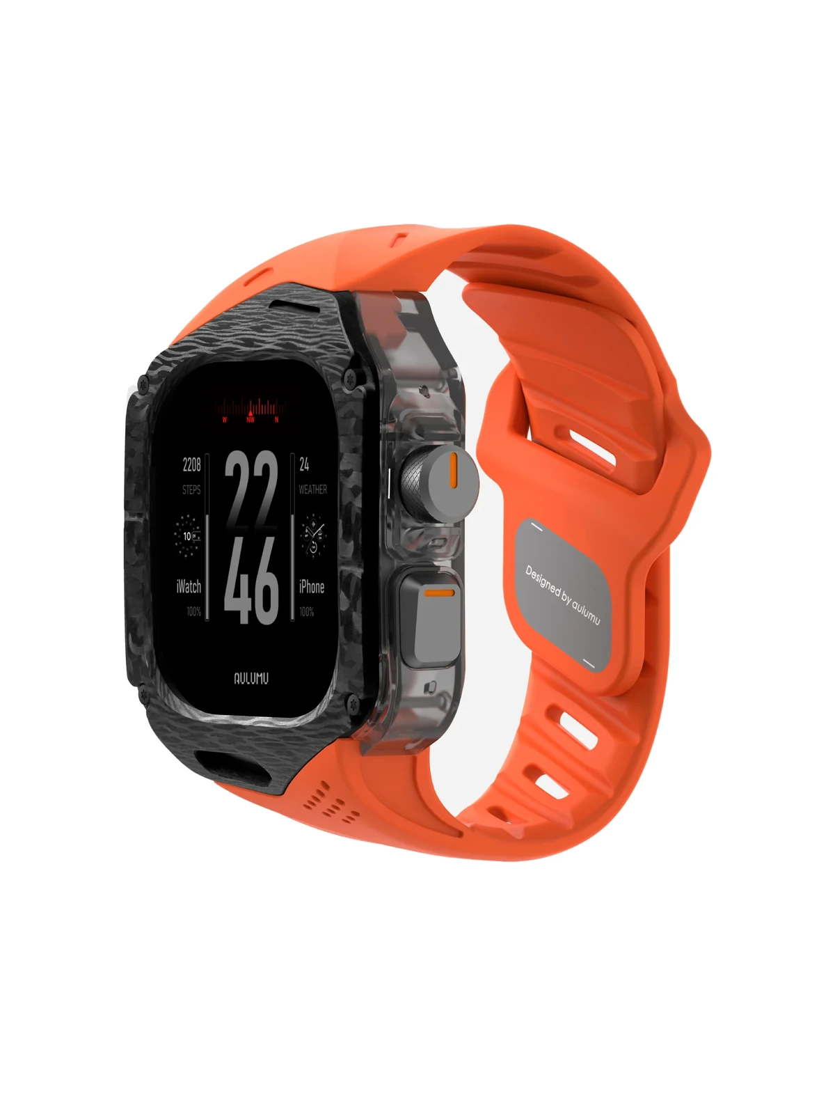 Чехол с ремешком AULUMU A01 Carbon для Apple Watch Ultra 49 мм — оранжевый — главное изображение