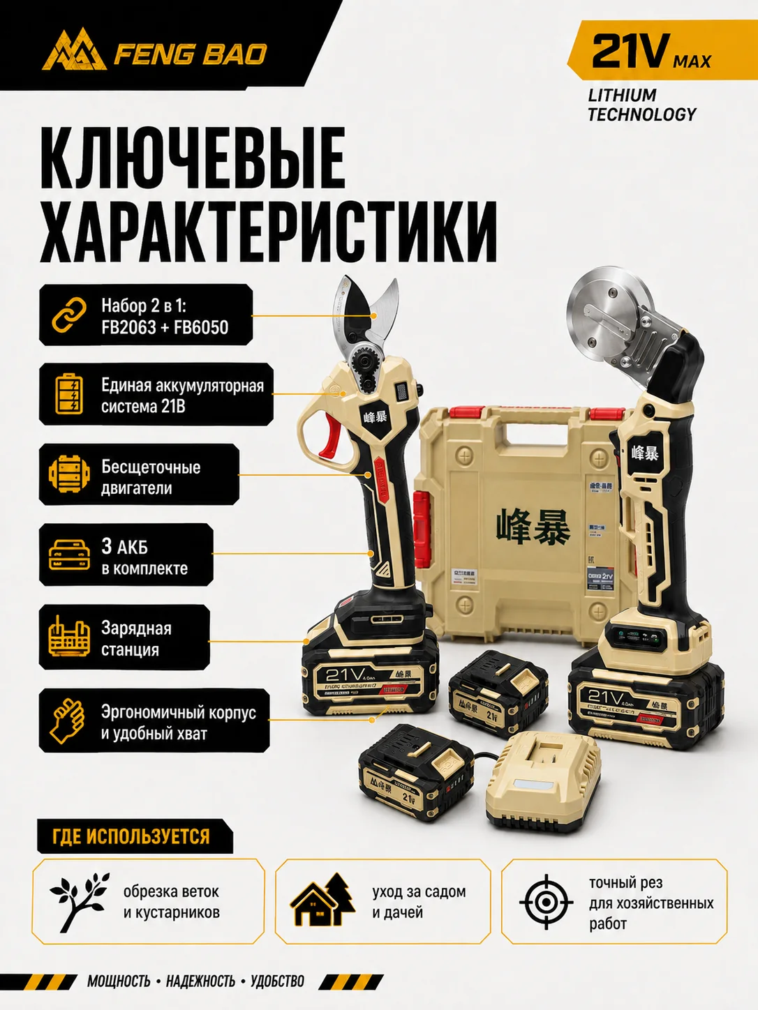 Набор для пайки и резки труб FengBao FB2063 + FB6050 — 21В, 2 в 1 — характеристики