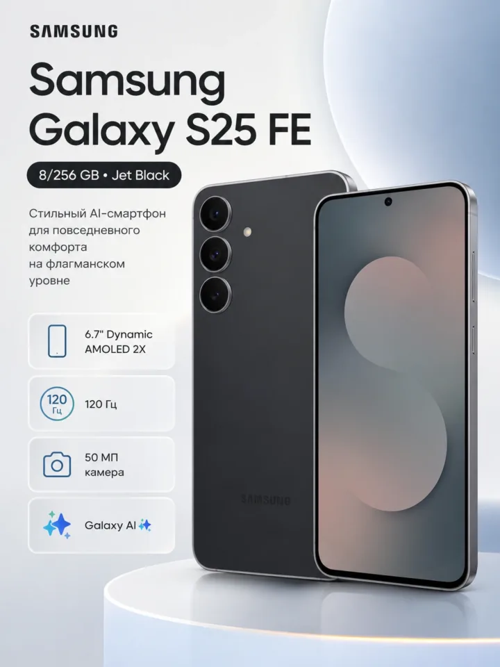 Смартфон Samsung Galaxy S25 FE S731 8/256 ГБ Jet Black