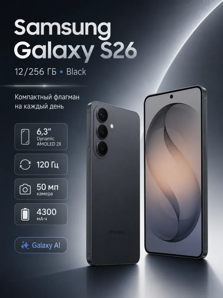 Смартфон Samsung Galaxy S26 S942 12/256 ГБ Black