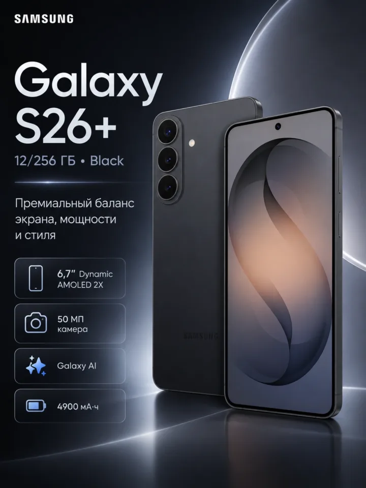 Смартфон Samsung Galaxy S26+ S947 12/256 ГБ Black