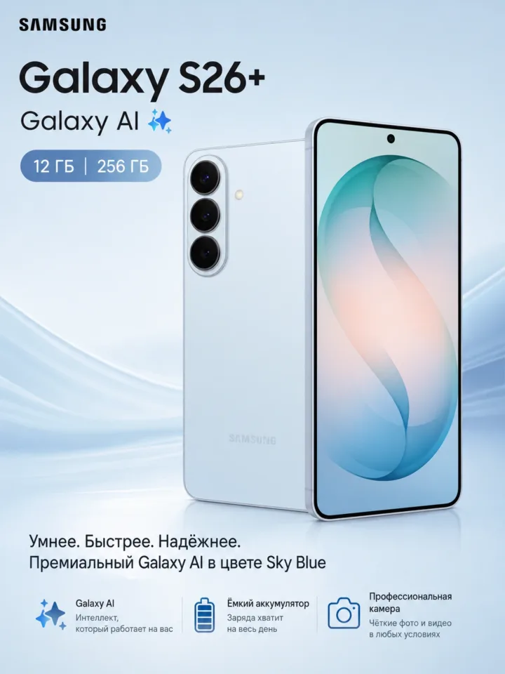 Смартфон Samsung Galaxy S26+ S947 12/256 ГБ Sky Blue
