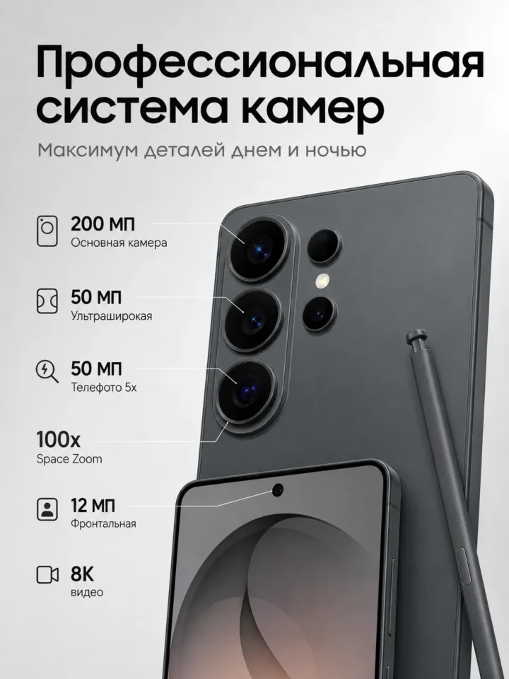 Смартфон Samsung Galaxy S26 Ultra S948 12/256 ГБ Black с S Pen — изображение 2