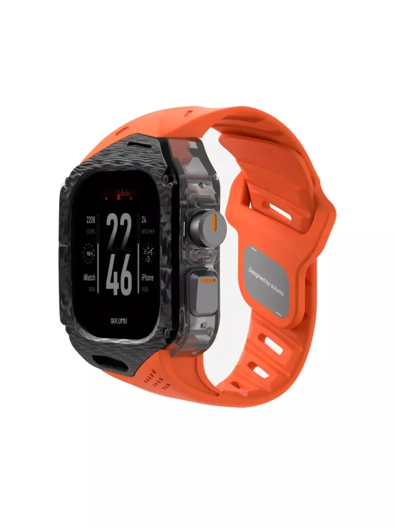 Чехол с ремешком AULUMU A01 Carbon для Apple Watch Ultra 49 мм — оранжевый