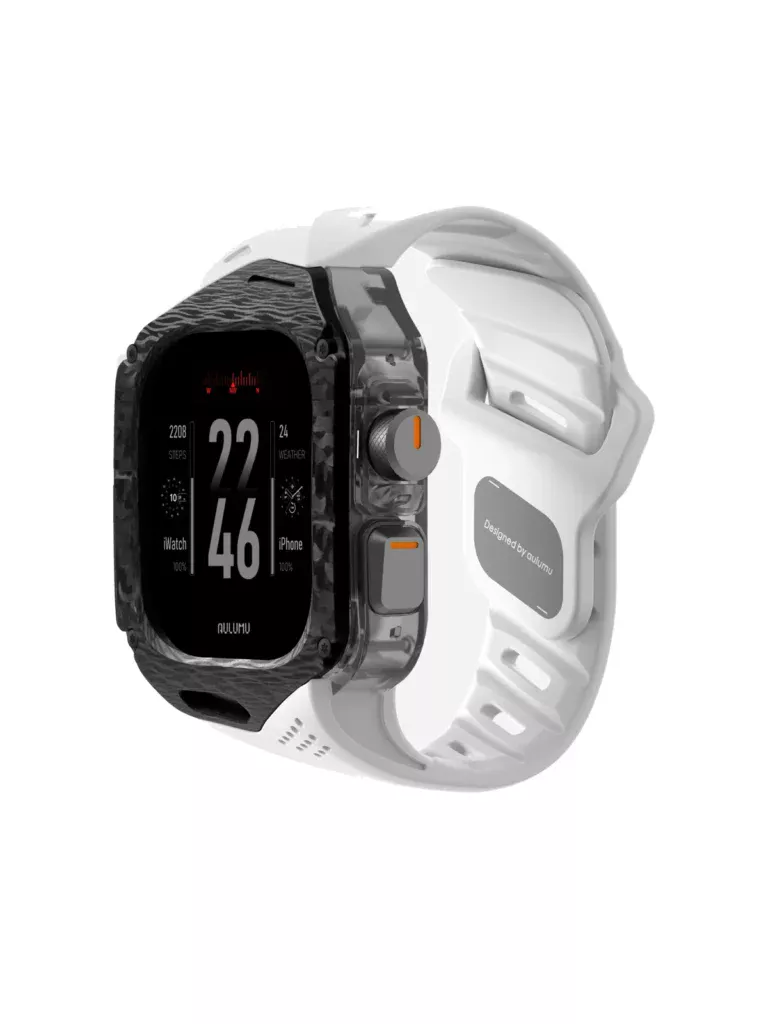 Чехол с ремешком AULUMU A01 Carbon для Apple Watch Ultra 49 мм — белый