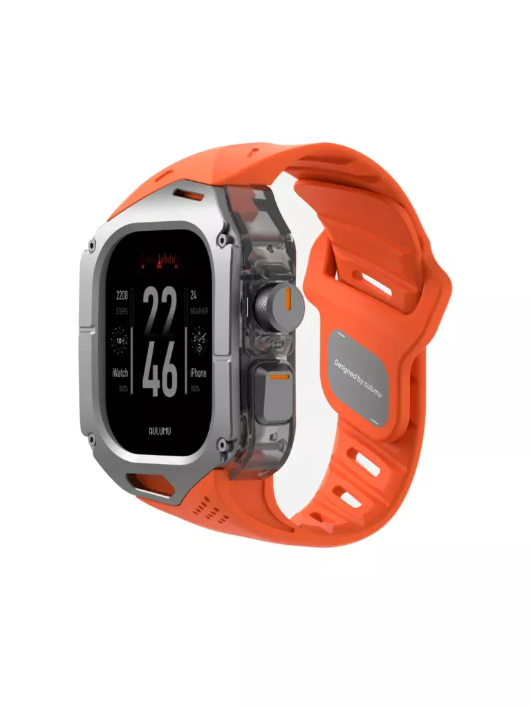 Чехол с ремешком AULUMU A01 Titanium для Apple Watch Ultra 49 мм — оранжевый