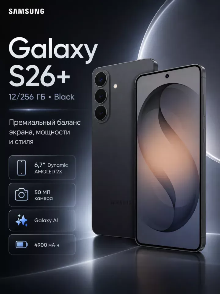 Смартфон Samsung Galaxy S26+ S947 12/256 ГБ Black