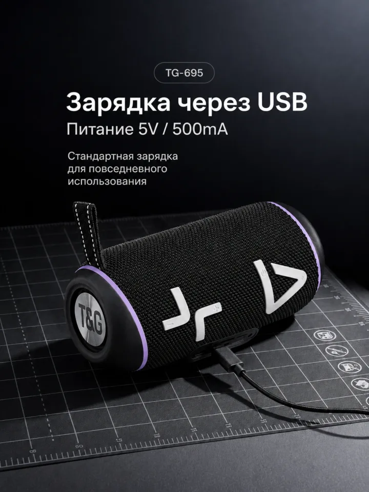 T&G TG-695 — чёрная портативная колонка — фото 11