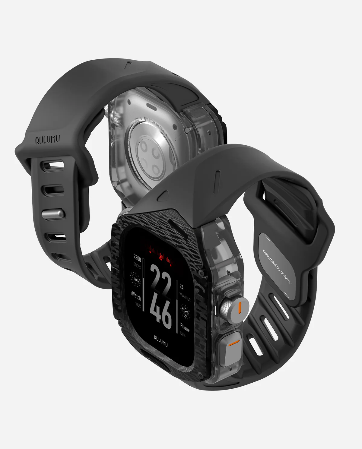 Чехол с ремешком AULUMU A01 Carbon для Apple Watch Ultra 49 мм — чёрный — фото 5