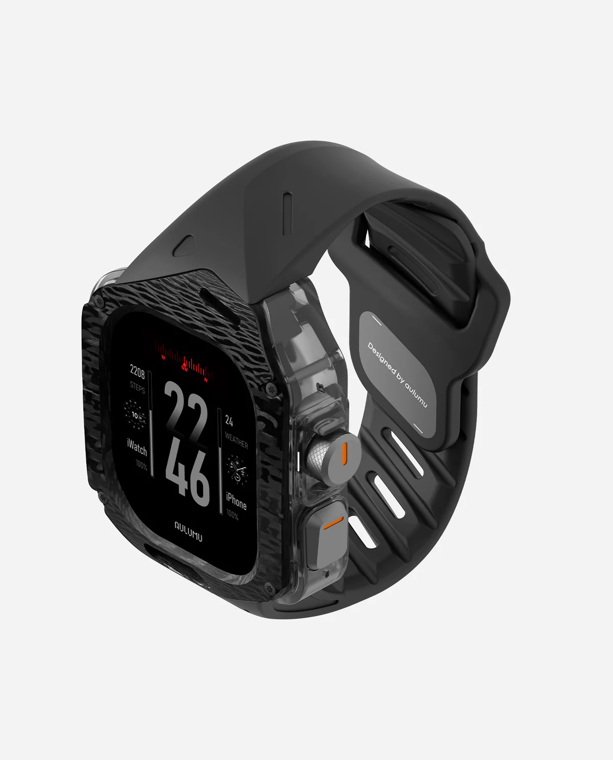 Чехол с ремешком AULUMU A01 Carbon для Apple Watch Ultra 49 мм — чёрный — фото 6