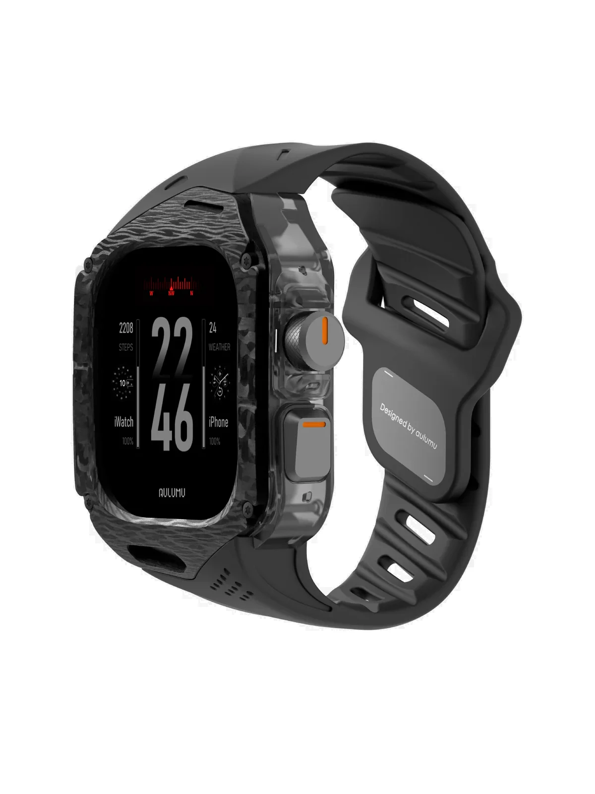 Чехол с ремешком AULUMU A01 Carbon для Apple Watch Ultra 49 мм — чёрный — фото 2