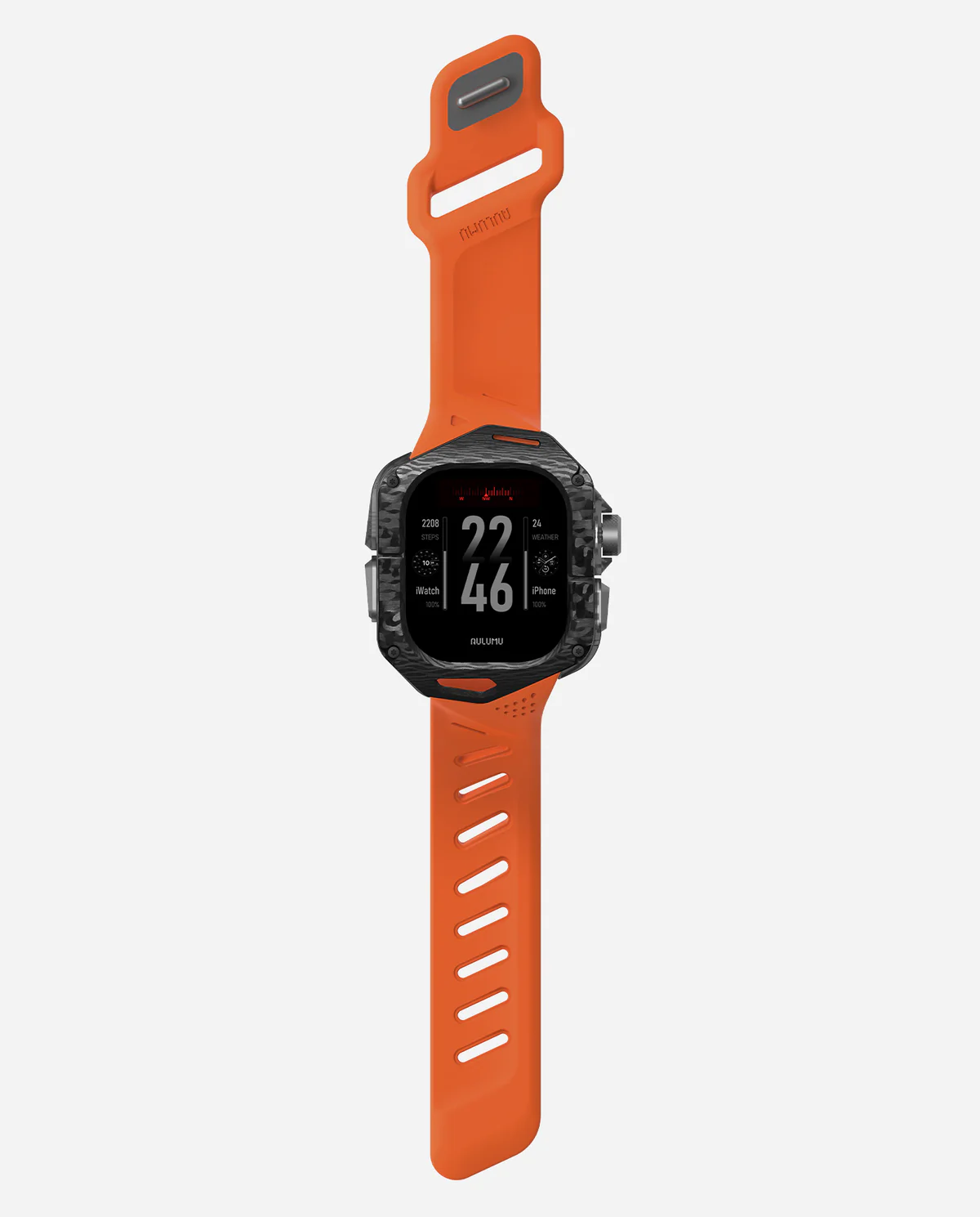 Чехол с ремешком AULUMU A01 Carbon для Apple Watch Ultra 49 мм — оранжевый — фото 6