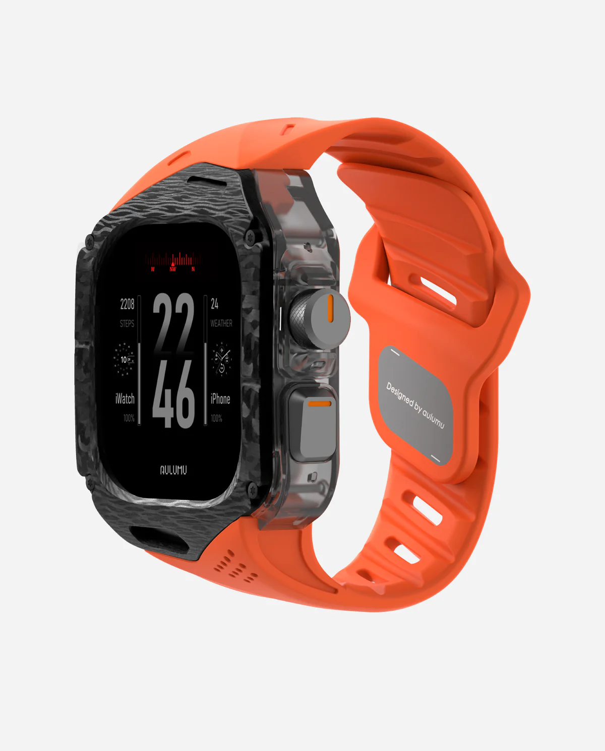 Чехол с ремешком AULUMU A01 Carbon для Apple Watch Ultra 49 мм — оранжевый — фото 10
