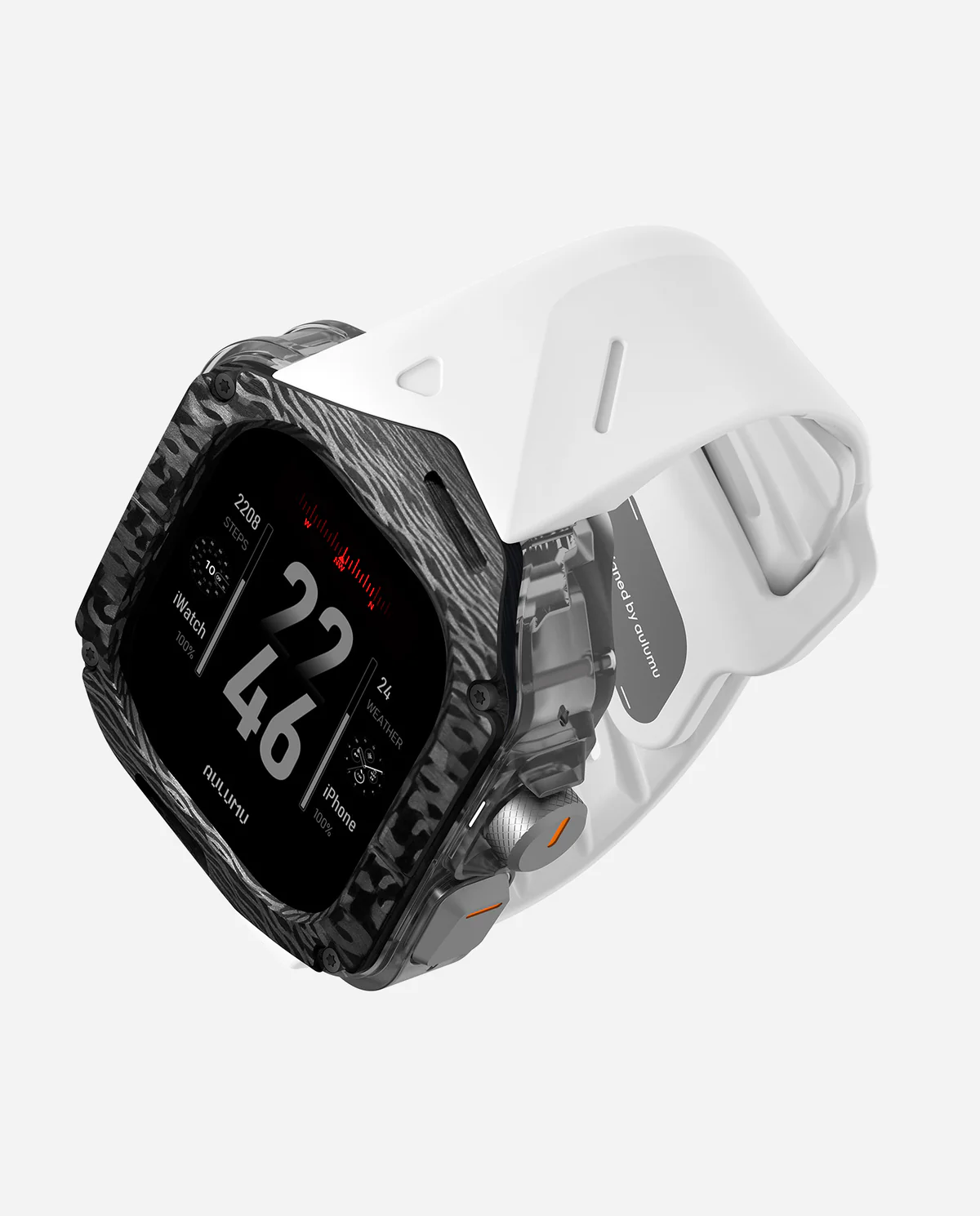 Чехол с ремешком AULUMU A01 Carbon для Apple Watch Ultra 49 мм — белый — фото 4