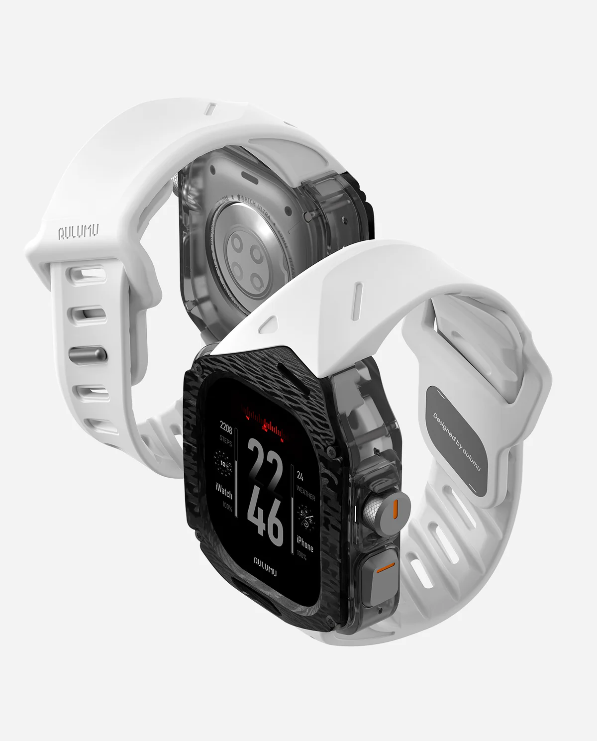 Чехол с ремешком AULUMU A01 Carbon для Apple Watch Ultra 49 мм — белый — фото 5