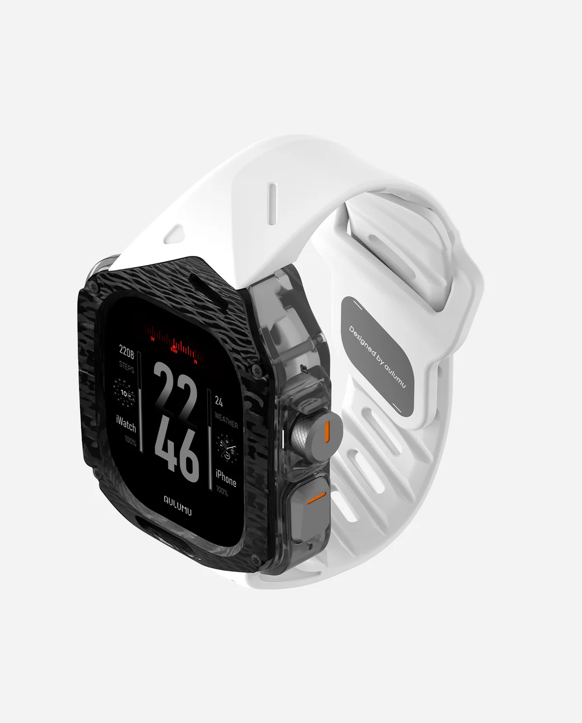 Чехол с ремешком AULUMU A01 Carbon для Apple Watch Ultra 49 мм — белый — фото 6
