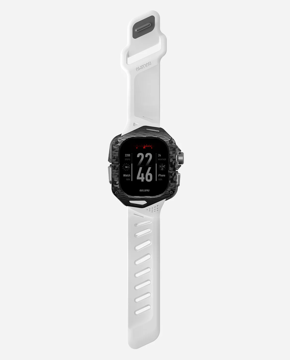 Чехол с ремешком AULUMU A01 Carbon для Apple Watch Ultra 49 мм — белый — фото 7